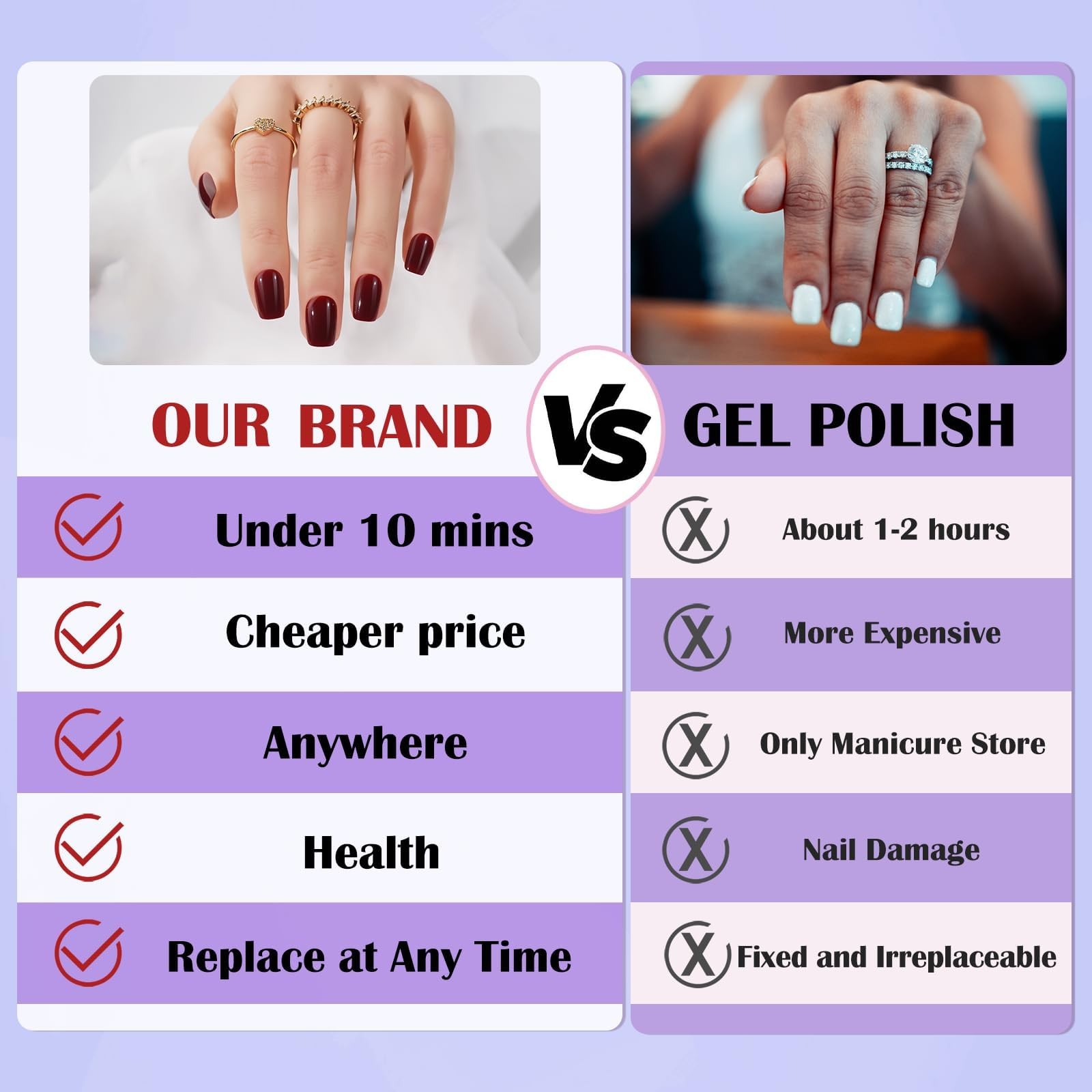 Press On Nails Short – Jofay Fashion Acrylic Short, 01.Wine Red