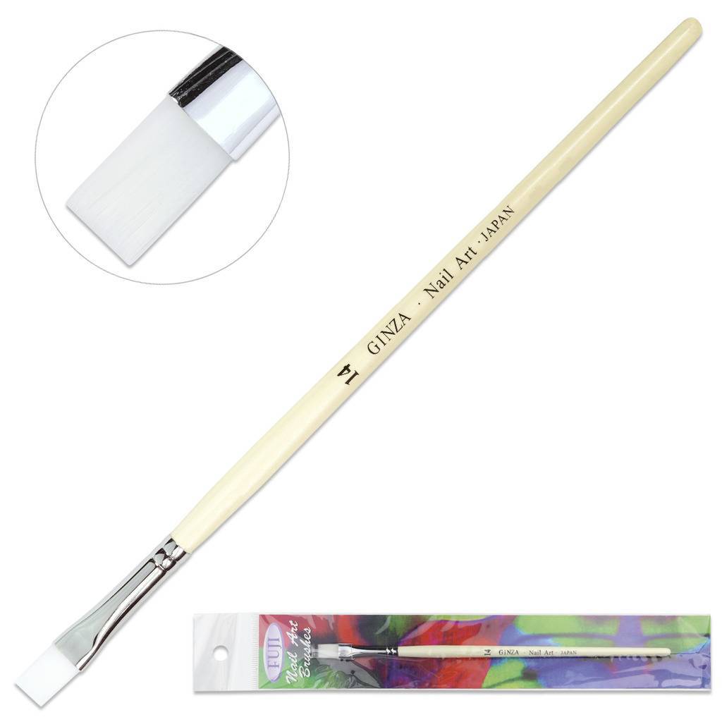 Ginza Professional Quality Gel Nail Art Brush with White Wooden Handle