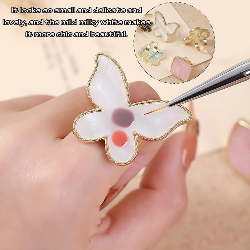 2 Pcs Butterfly Nail Art Resin Palette, Ring Gel Polishing Mixing Tray