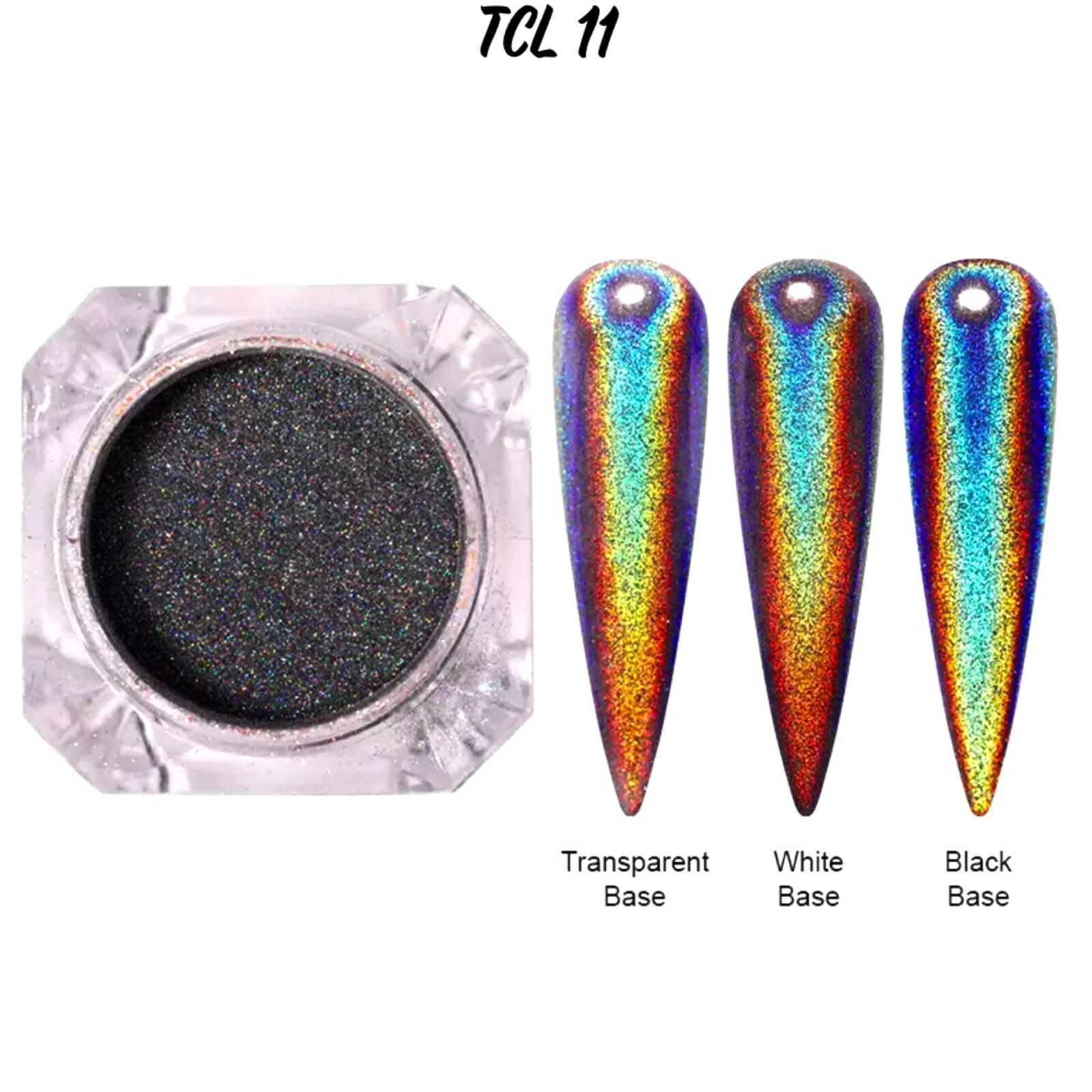 Black Holographic Shiny Nail Powder Unicorn Chrome Rainbow Effect Shimmer Nails