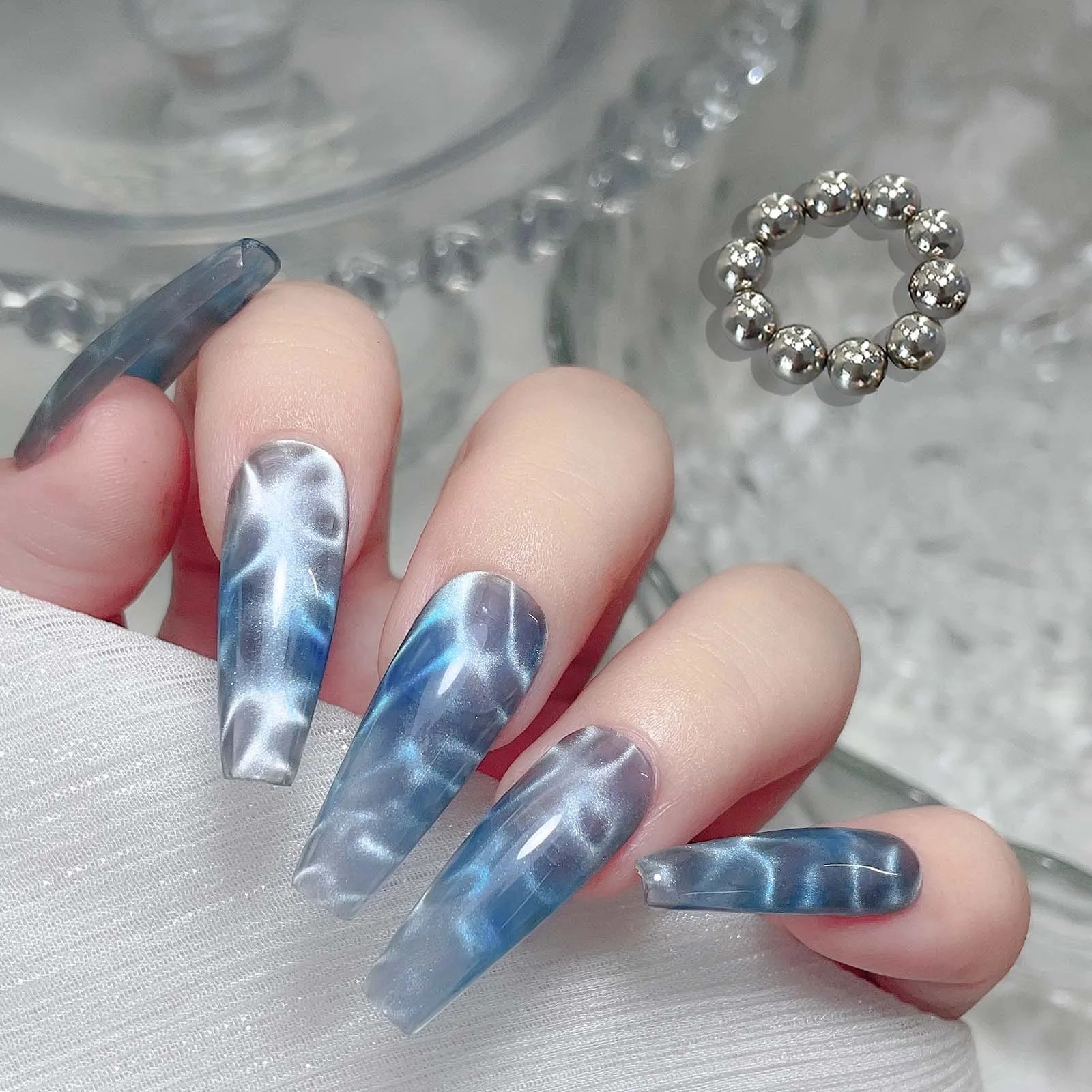 10/20PCS Water Ripple Cat Eye Magnetic Gel Beads Nail Art Magnet Tool DIY