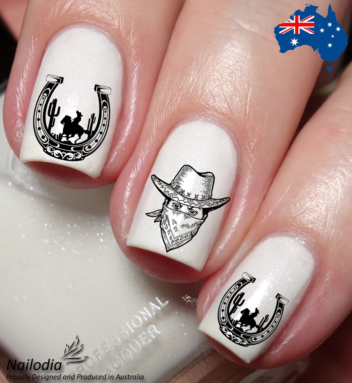 Cute Western Cowboy Nail Art Decal Sticker Water Transfer Slider