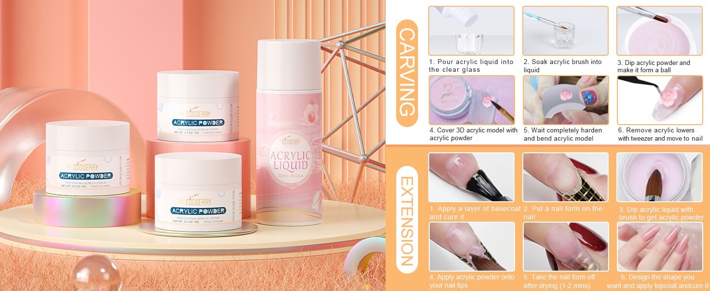 Paquete De Uñas Acrilicas Kit Profesional De Esmalte Para Pinceles Set Rutilar