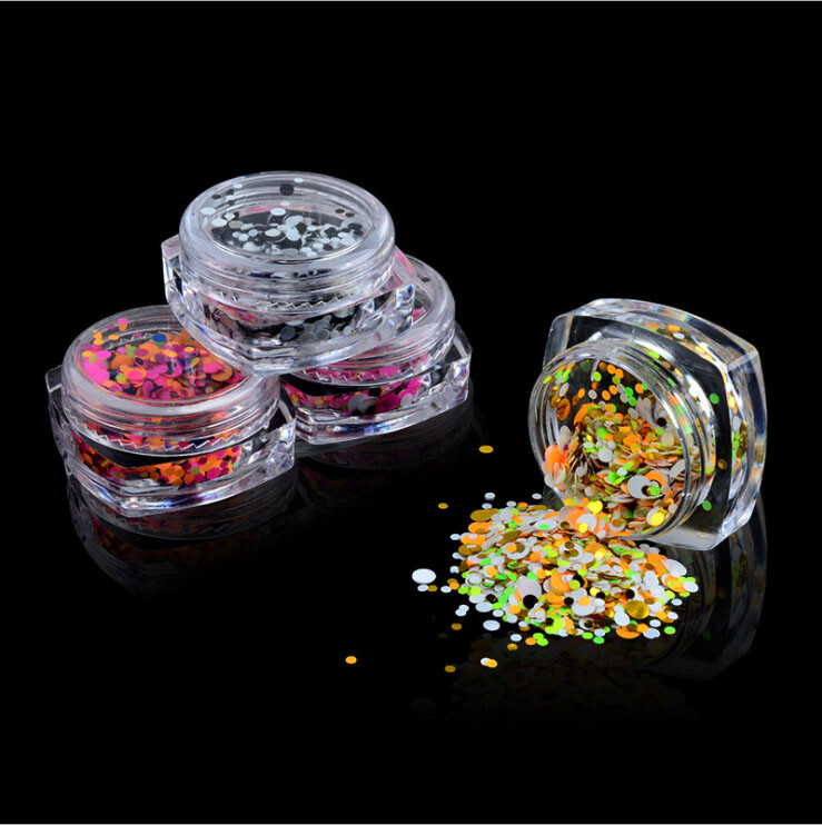 12 Colors Round Nail Glitter Flakes 1/2/3mm 3D Sequins Paillette Decor DIY Tips