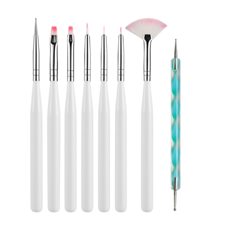 8 PCS Nail Art Design Dotting Painting Drawing Polish Brush Pen Tools Acrylic US