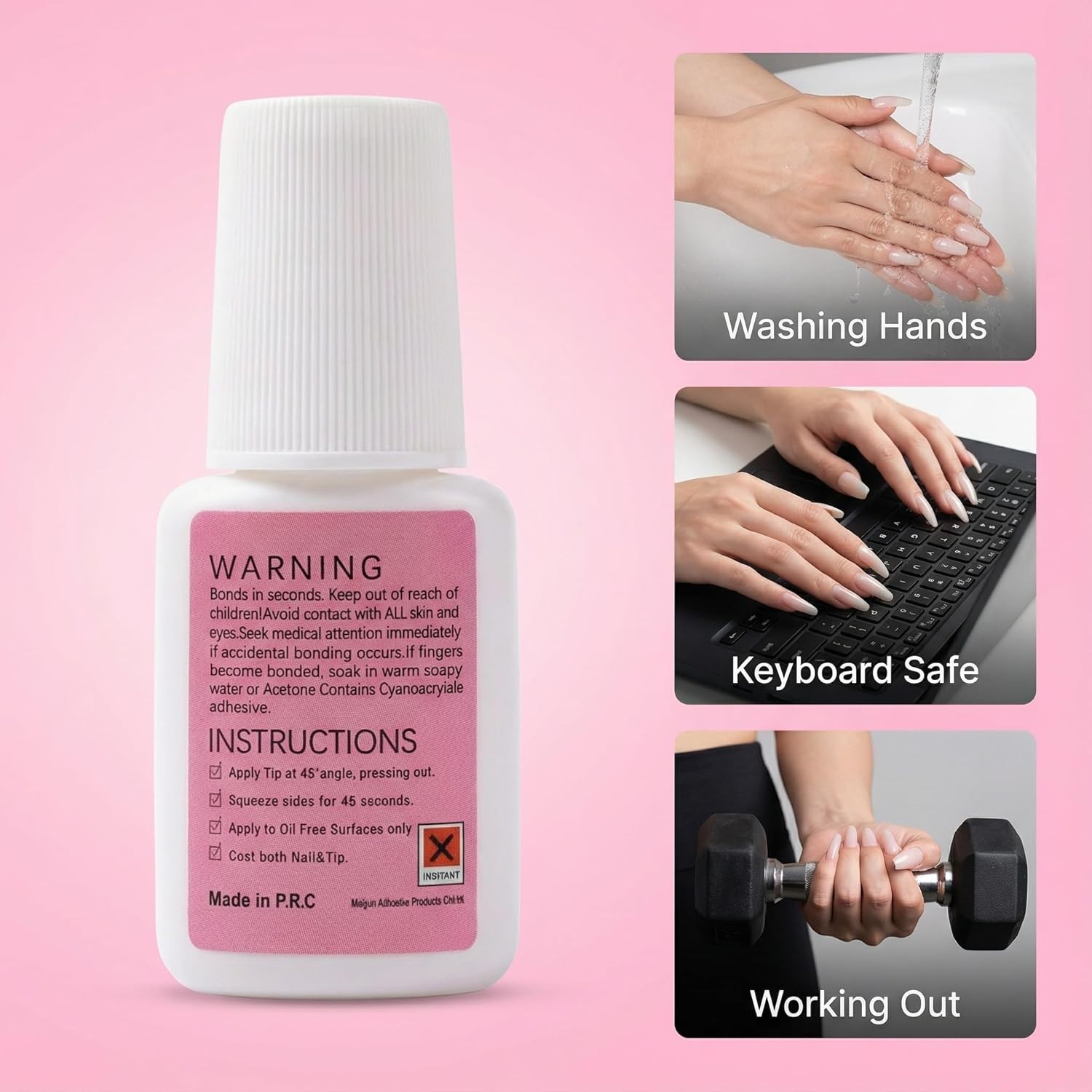 Super Strong Nail Glue for Press On Nails,5S Instant Dry,Up to 30 Days, 8ml