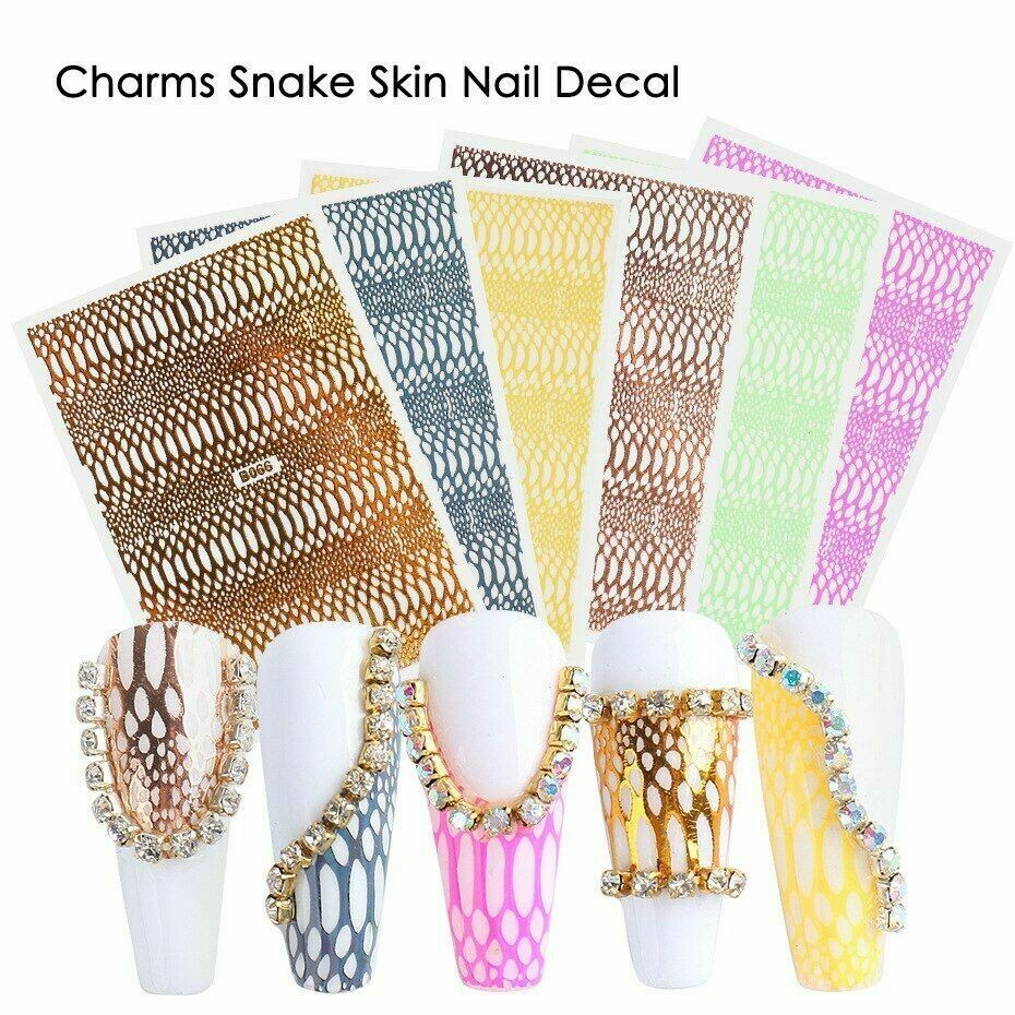 12Pcs/Bag Nail Art Popular Snake Pattern Hollow Nail Stickers Set Nails Art NS32