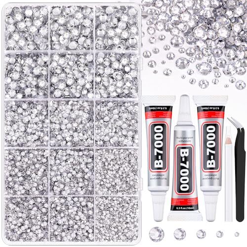 16000Pcs Resin Rhinestones for Crafting, Clear Medium Pack with Glue 01 Clear