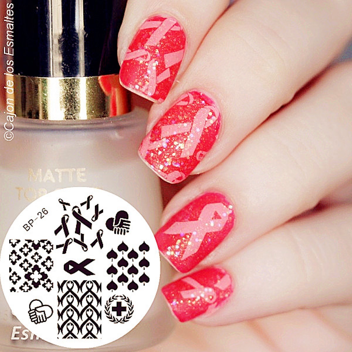 BP26 Crossover Ribbon Design Nail Art Template Image Plate Stamper Scraper Kit