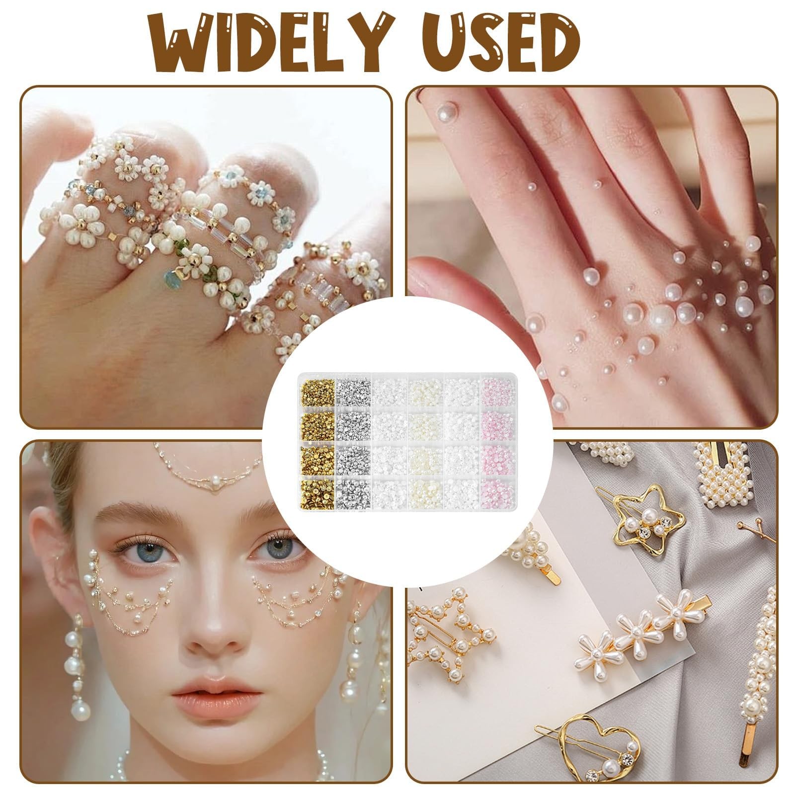 10000Pcs Nail Pearls, Flatback Pearl Charms for Nails Design in 6 Colors & 4 …