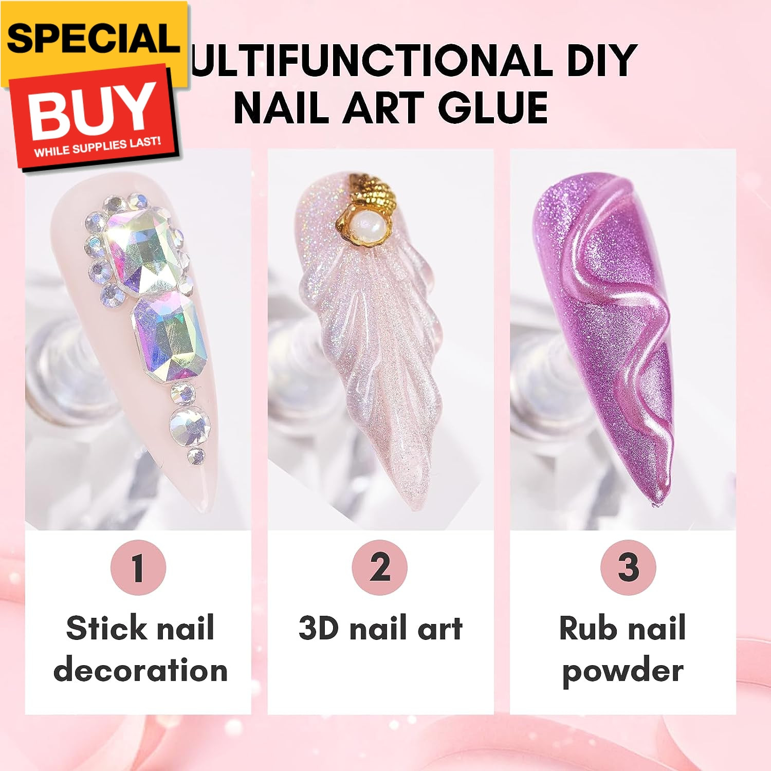 Nail Rhinestone Glue for Nails: Super Strong Gel Nail Glue for Decorations Nail