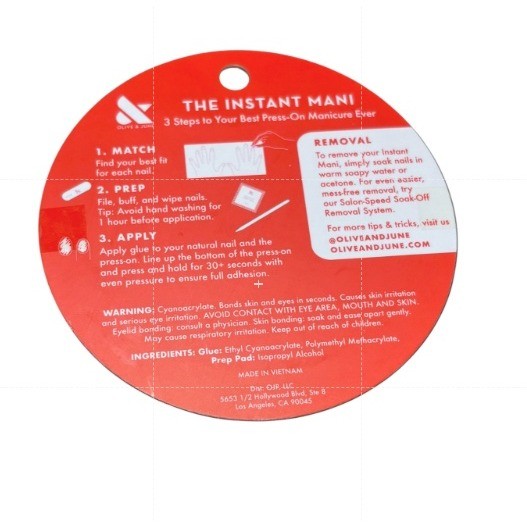 Olive & June Instant Mani Press-Ons Red Velvet Almond Medium Black Bow 42ct New