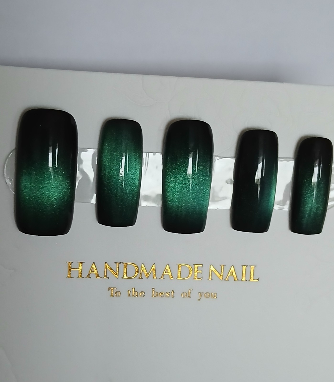 Handmade Press on Nails, Green, Cat Eye Nails, Set of 10 Nails “Pick “.