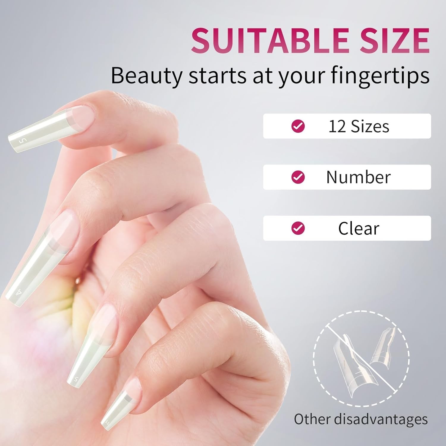 600PCS Natural Coffin Nail Tips – 12 Sizes Soft Gel Acrylic for DIY Beauty