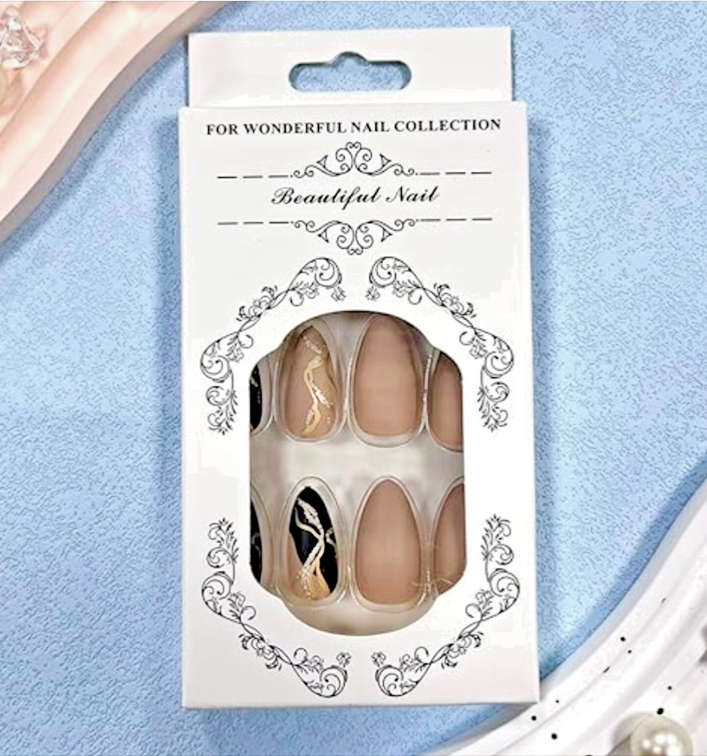 5 Acrylic Press On Nails Kits GLAMNETIC Orange GOLD Glitter BROWN French Tips +