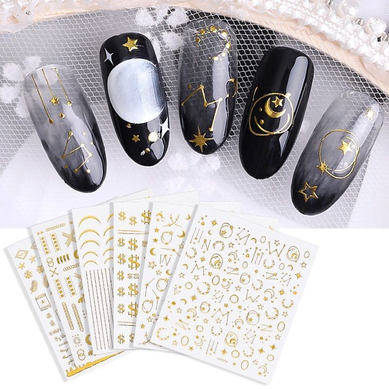 Adhesive Star Nail Stickers – Nail Art Foil Decals Manicure Accessories 1pc Set