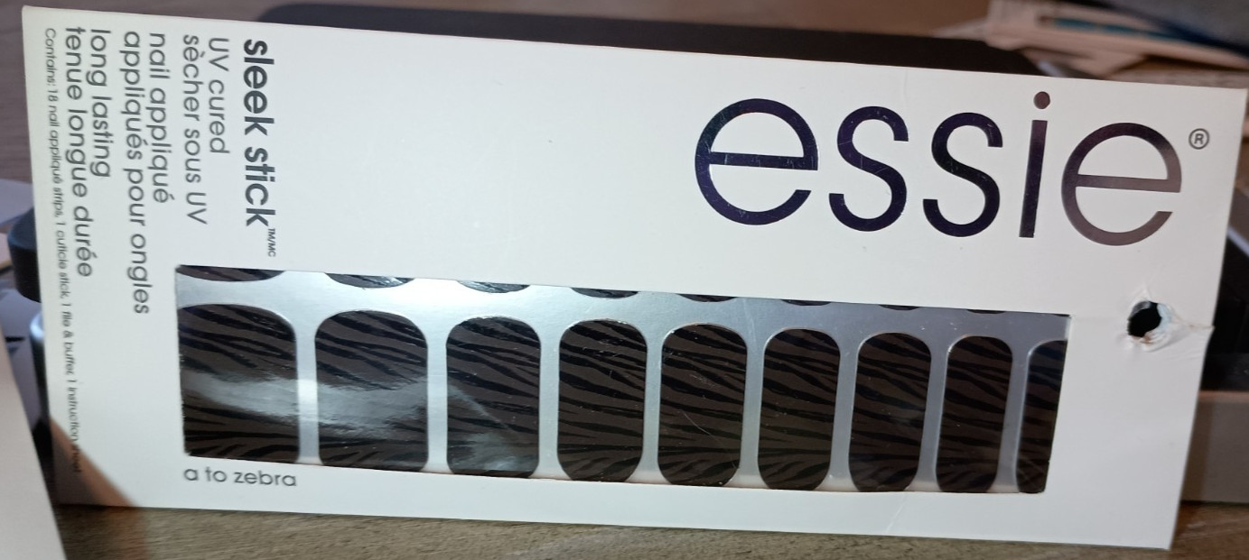 NEW sealed boxes; ESSIE sleek stick nail stickers appliques black beige blue
