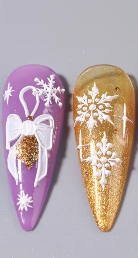 Nail Stickers Art Decal DIY Design 5D Waterproof Embossed Christmas Gold Glitter