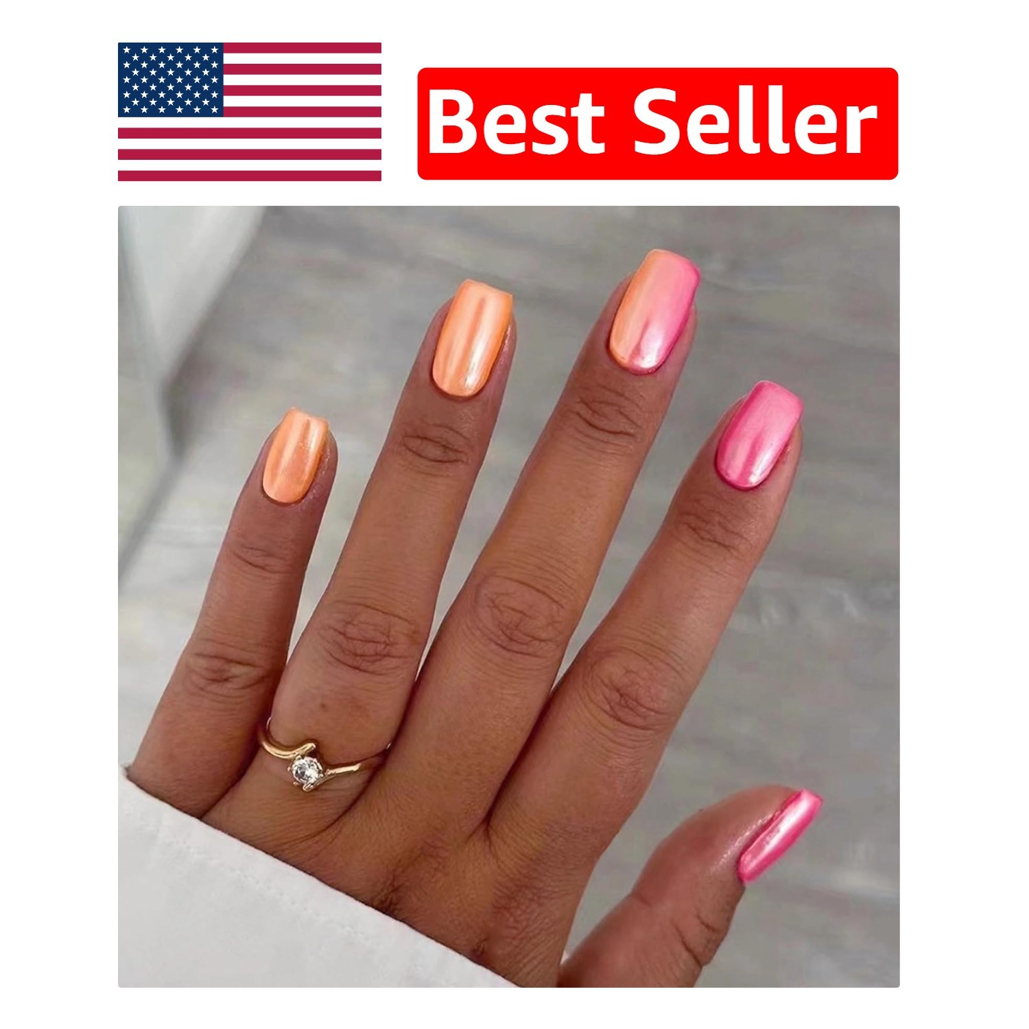 24 Piece Glamorous Medium Square Press on Nails – Easy Application set
