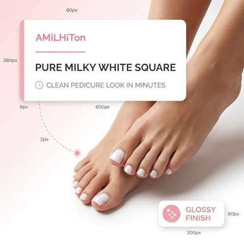 PURE MILKY WHITE Toe Nail Press Ons, 150PCS Pure Milky White Press Tonail-150