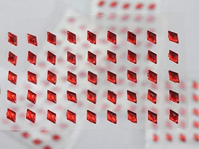 5 Sheets of 50 Red Self-Adhesive Acrylic Rhinestones – Ideal for DIY Designs