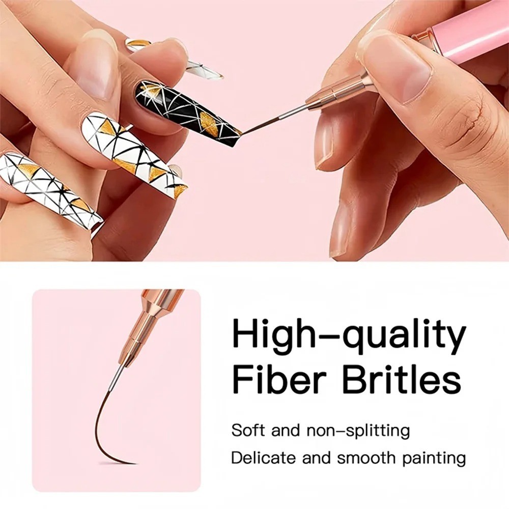 [Professional Nail Brush Set] 5pcs Professional Black Nail Brush Set with…