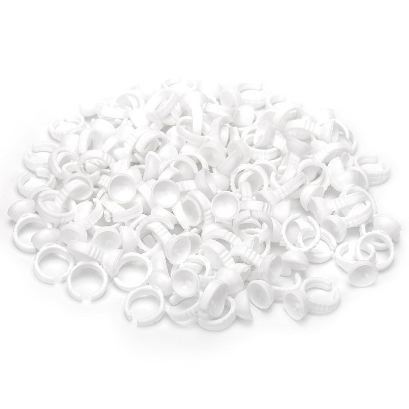 100PCS Disposable Plastic Glue Rings Holder Nail Art Tattoo Makeup Tools New