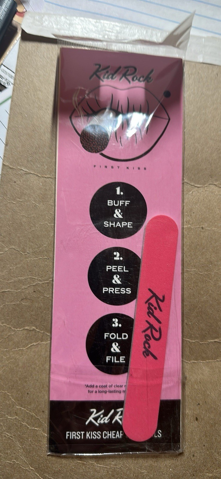 Kid Rock Self-Adhesive Glossy Nail Strips Pink/White Music Theme Nail Art