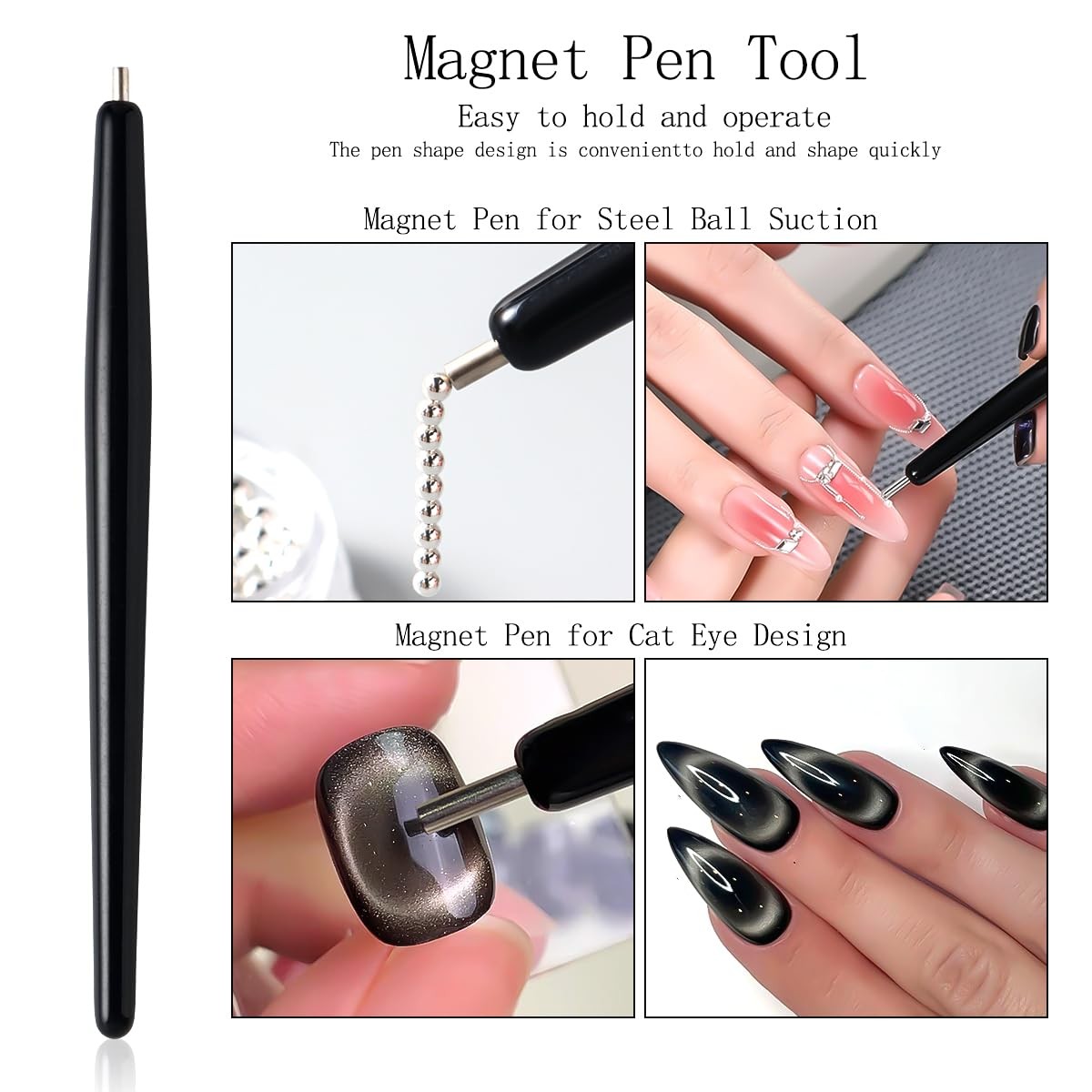 43PCS Nail Magnet Tool Set,Cat Eye Gel Nail Polish Magnetic Stick Wand Pen with