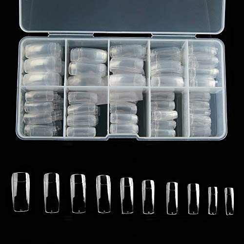 Half Cover Acrylic False Nail Tips, 1000PCS Fake Nail Shape Clear+Natural