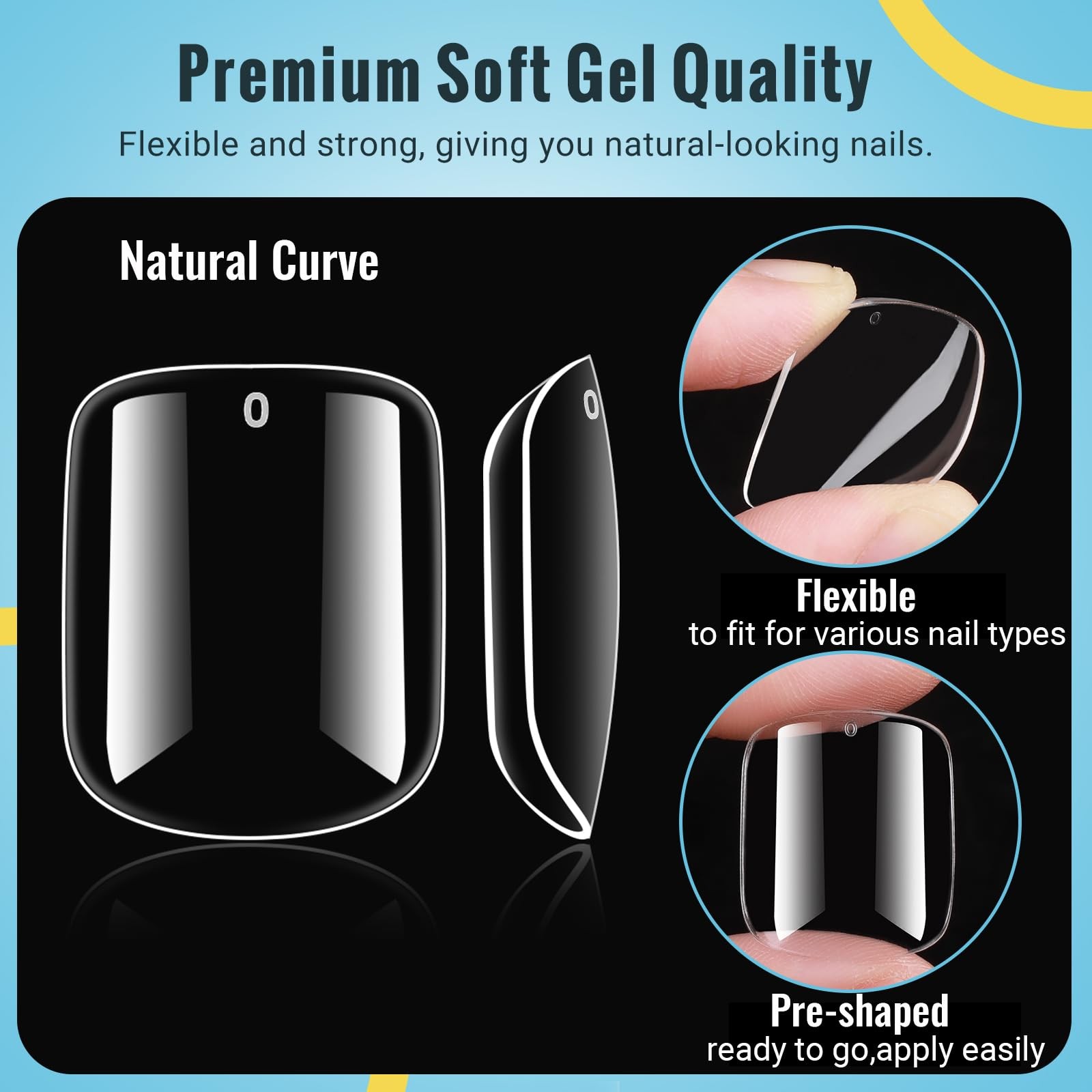 Wide Long Large Gel Toe Nail Tips, SINOKAME Big Fake Toenails Full Cover Nail