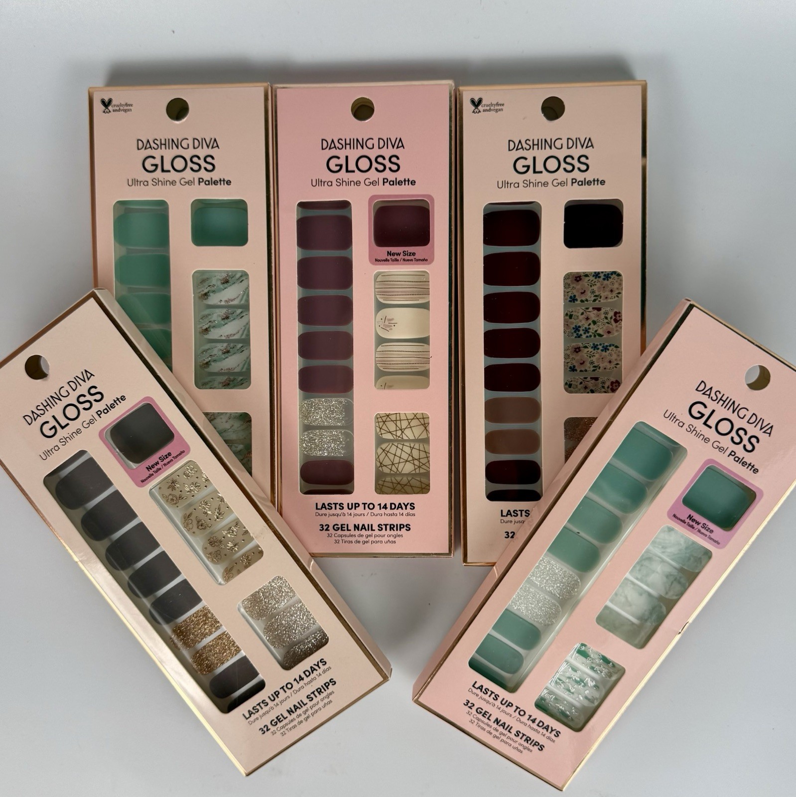 Dashing Diva Gloss Ultra Shine Gel Palette 32 Nail Strips Marbled Blue Lot of 5
