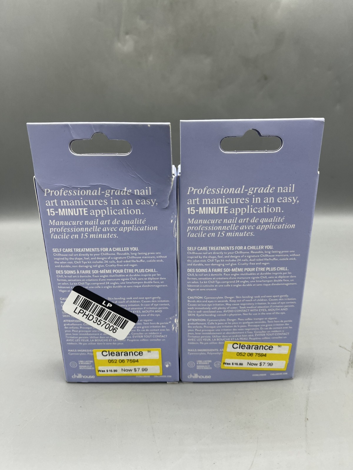 Lot Of 2 Chillhouse Chill Tips Nail Art Press On AI Supernova White & Purple NEW