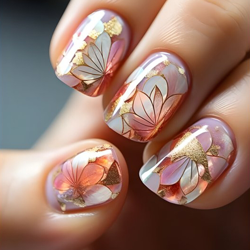 Short Square Presser Nail Set Complete False Nails with Nail File and Jelly Gel