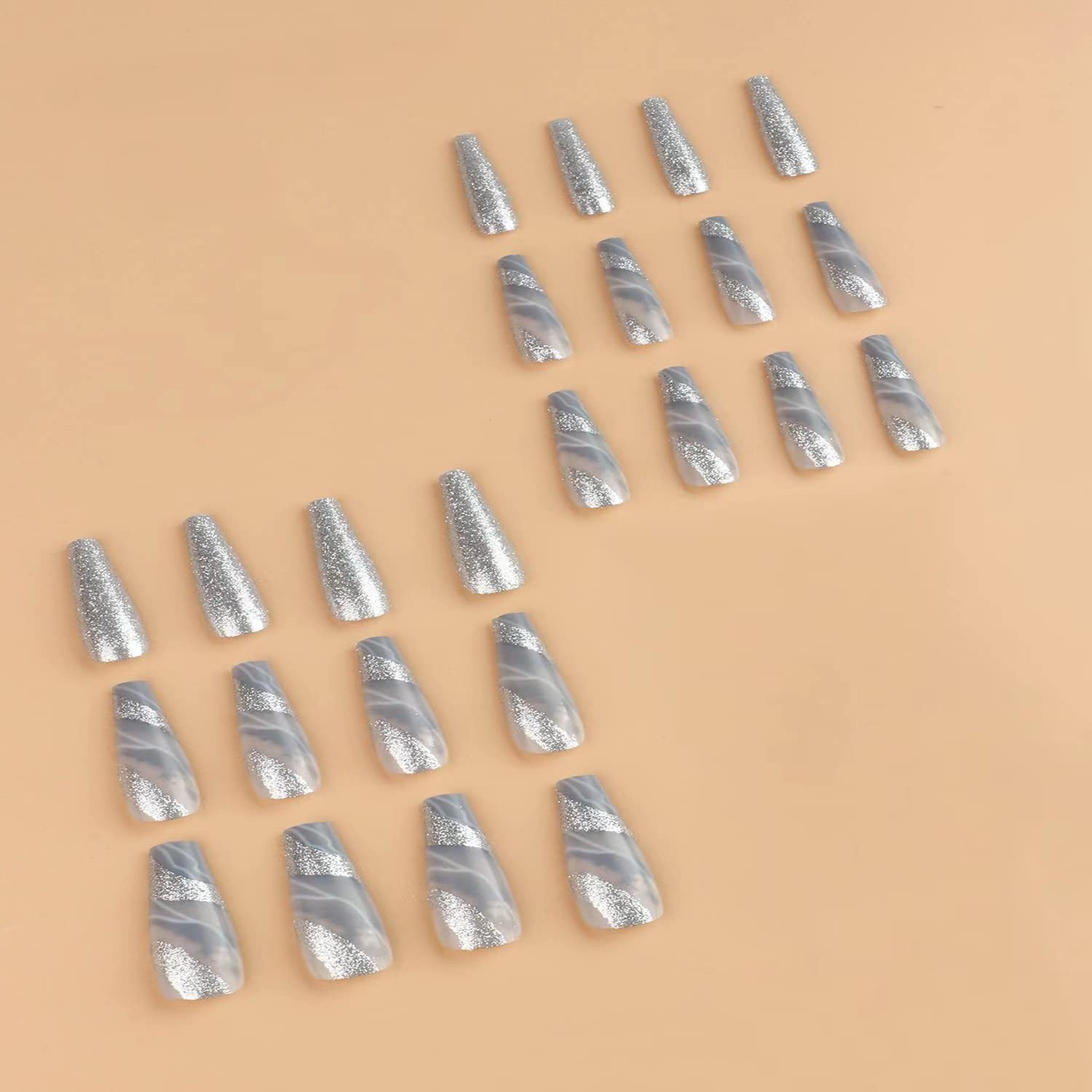 Acrylic Artificial Coffin Fake Nails Long Square Press on Nails Glossy White …