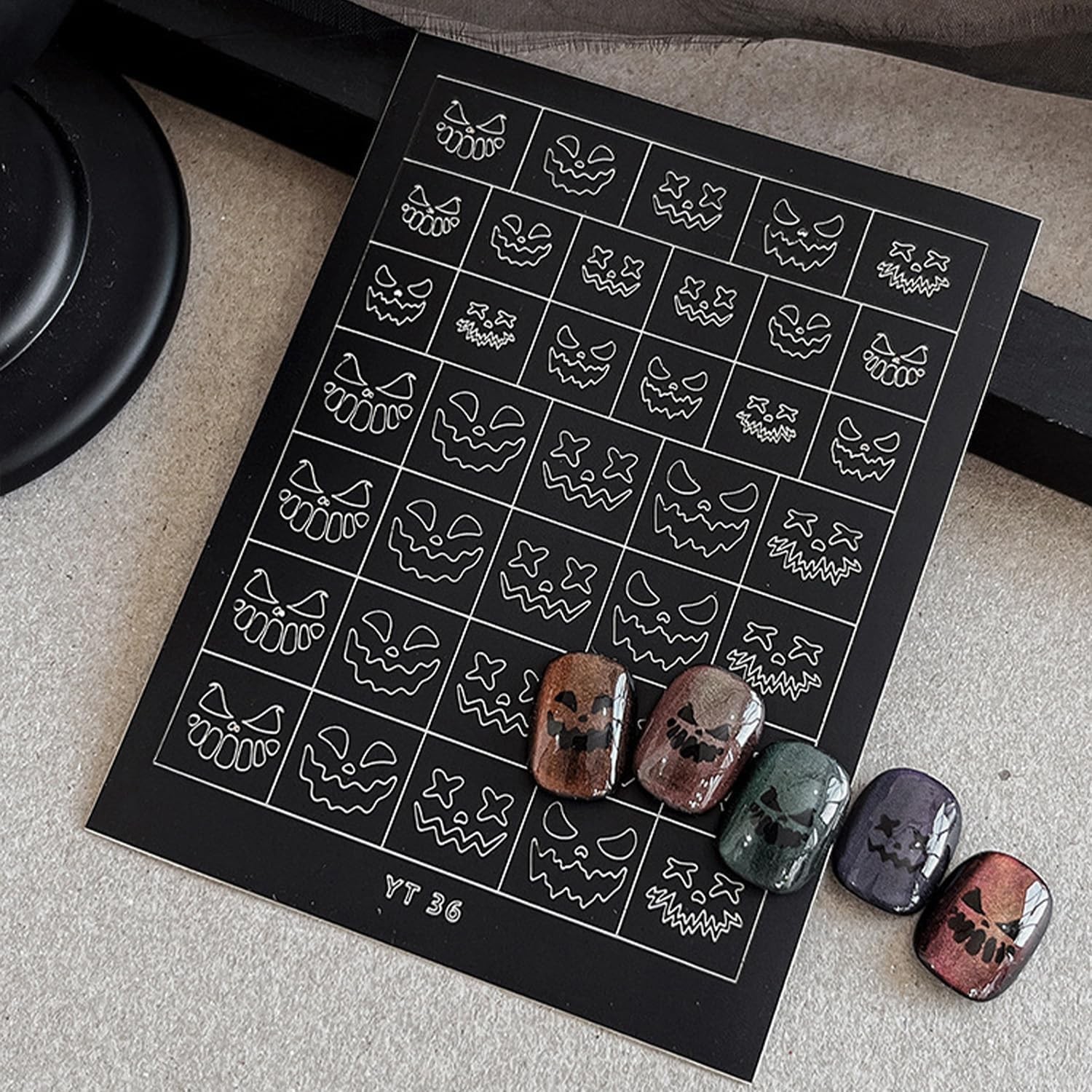 Halloween Nail Stickers Airbrush Stencils Stickers for Nail Art with Skull Gh…