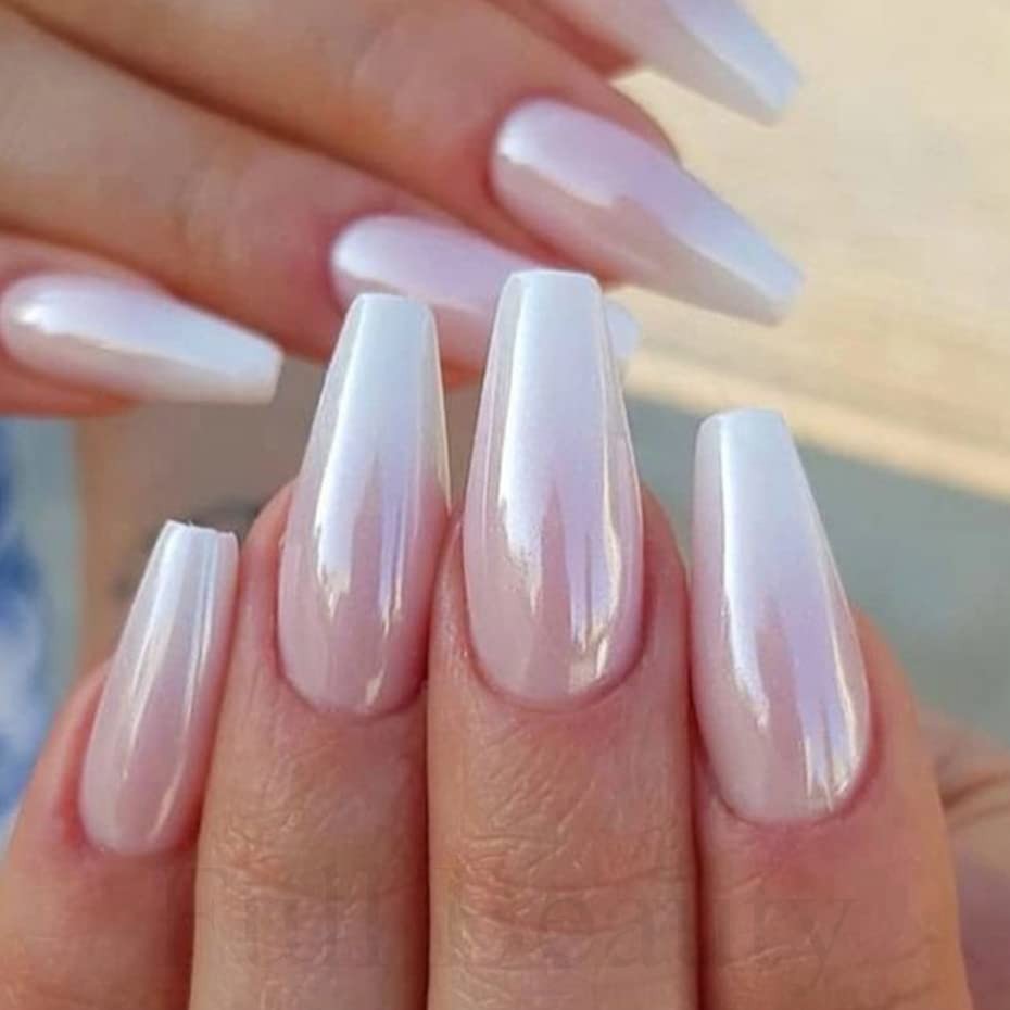 2 Boxes of White Pearl Chrome Nail Powder – Aurora Magic for Dazzling Manicures