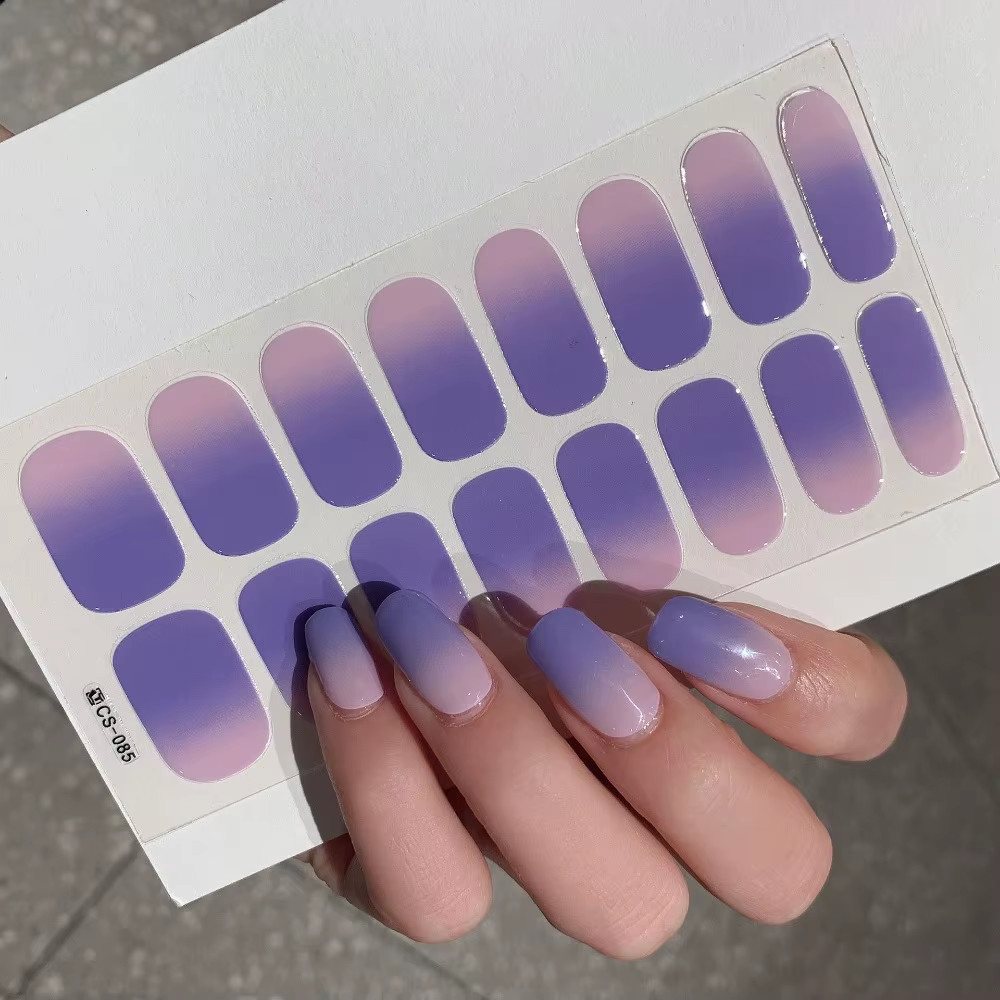 Semi-Cured Gel Nail Stickers Solid Color Nail Semi-Baked Tips Full Paste Nail De