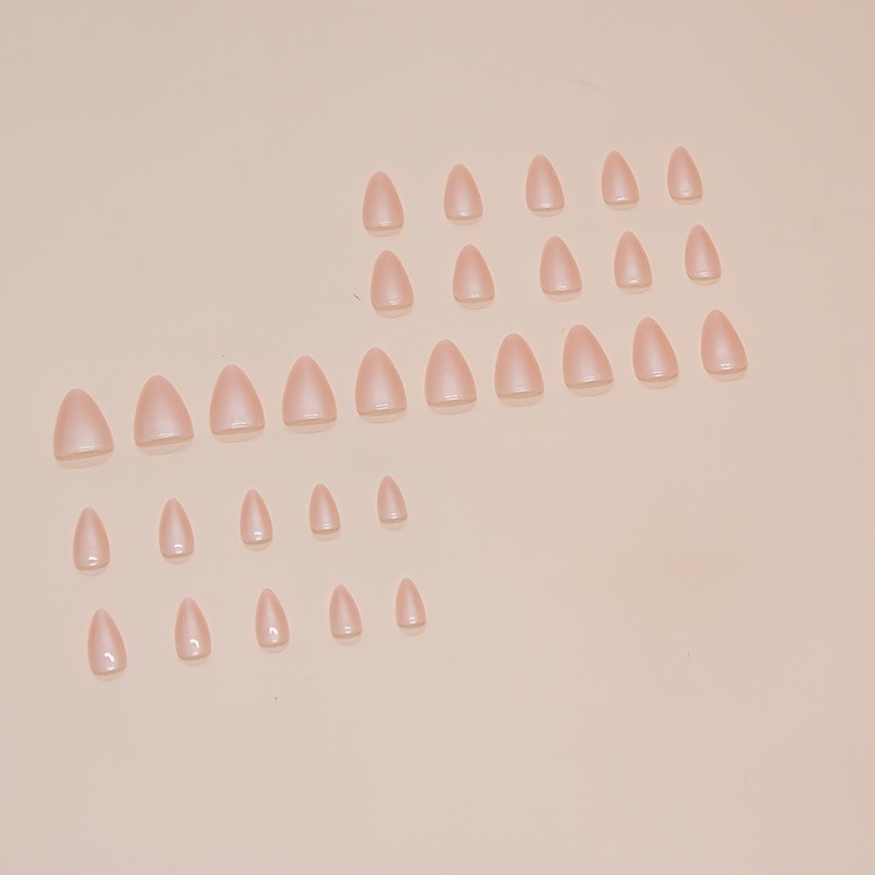 60Pcs-Medium Almond Milky Pink Chrome Glossy Minimalist Daily Press on Nails