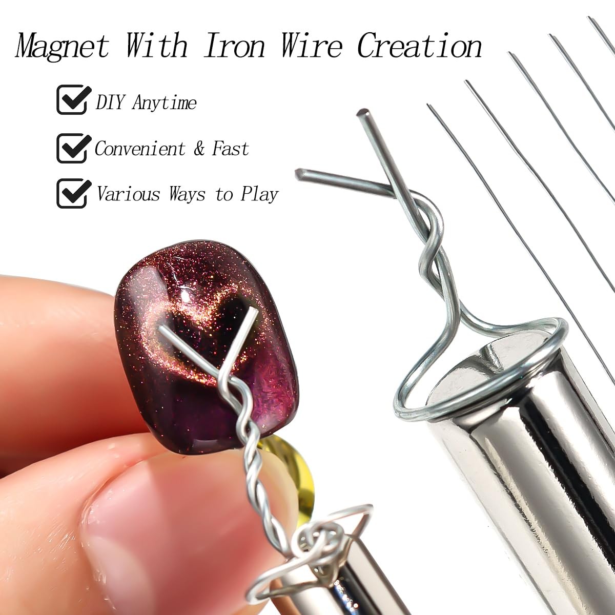 43PCS Nail Magnet Tool Set,Cat Eye Gel Nail Polish Magnetic Stick Wand Pen with