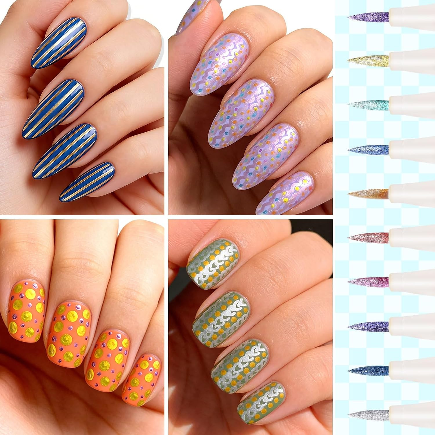 12 Colors Metallic Nail Art Pens 0.5Mm, Waterproof Quick Dry for Nail DIY | Acry