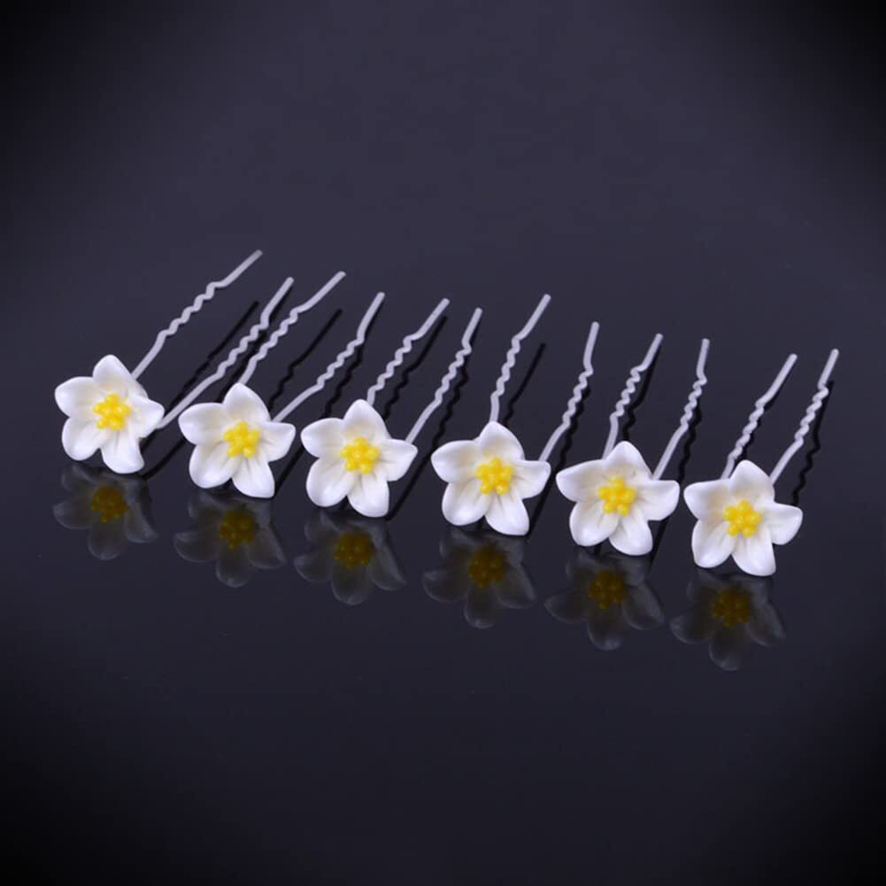 AKOAK 20 Pcs Tiara Hair Insert U-Shaped Small Fork Lily Yellow