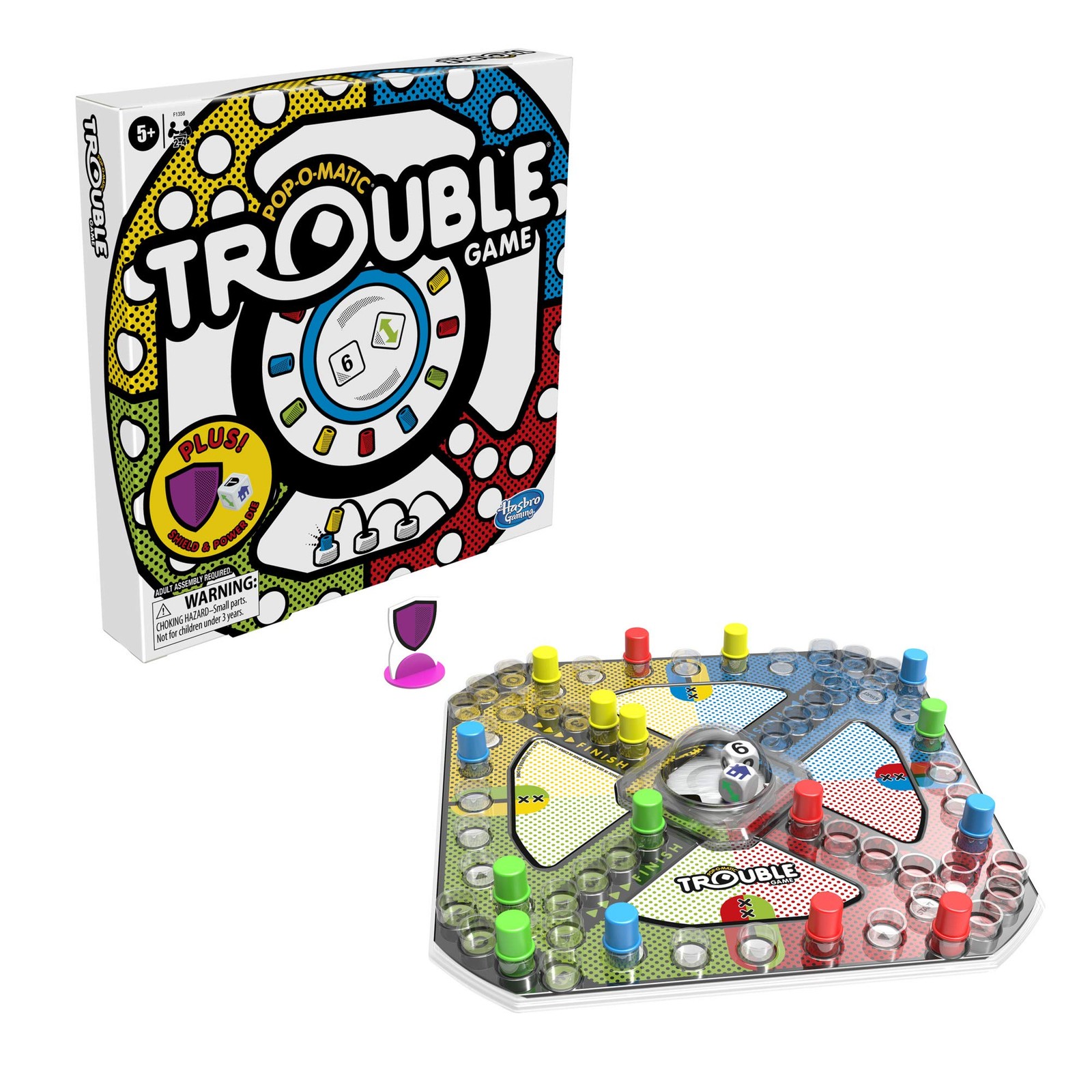 Hasbro Gaming Trouble Board Game, Includes Bonus Power Die Medium, Multicolor