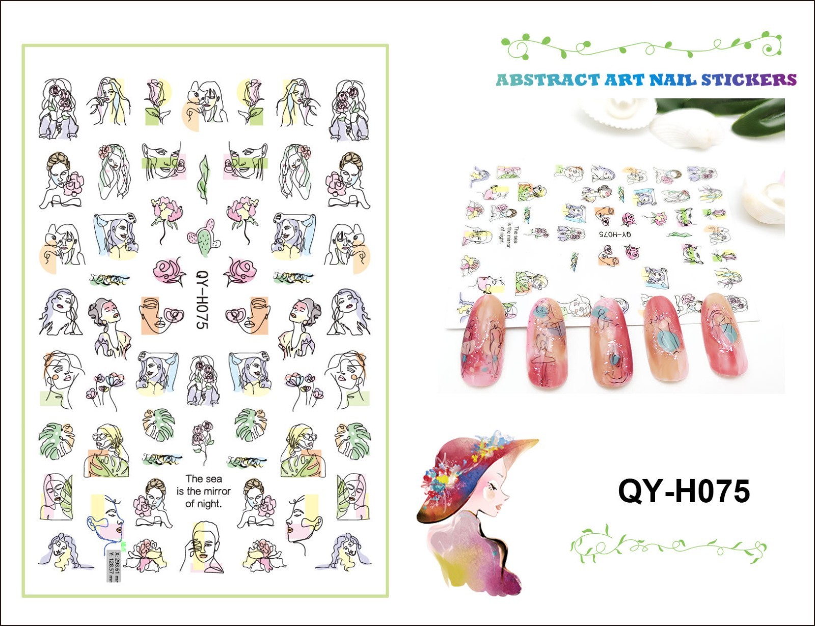 Graffiti Fun Nail Art Stickers Self-Adhesive Minimalist Design Nail Decorations