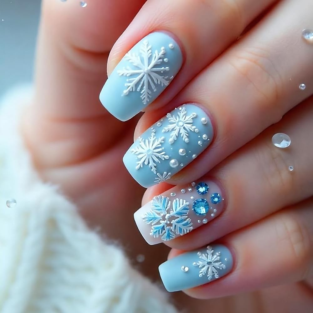 2pcs Snowflake Nail Molds, 3D Gel Nail Art Snowflake Mold Christmas Silicone …