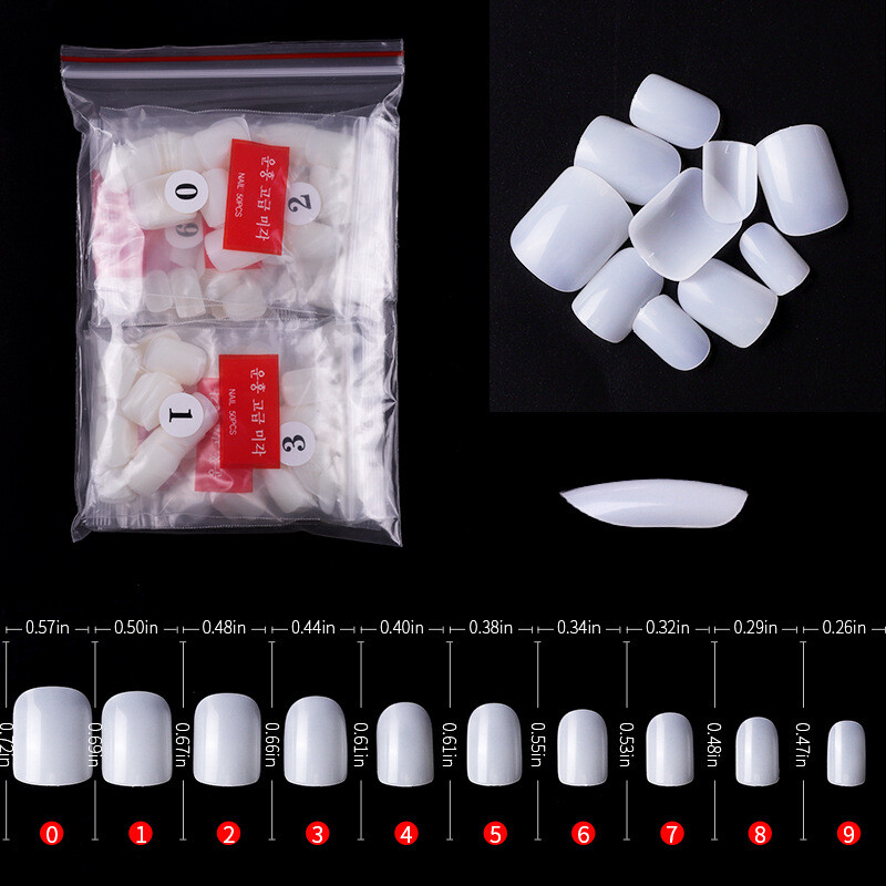 500 Pcs Round head Nail Art Tips Clear False Nails Art Tips Full Cover Manicure