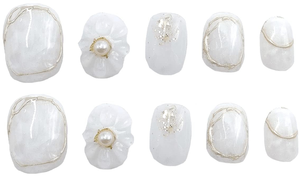 Wedding Nail Tips White Flower Bridal Gel Material Japan