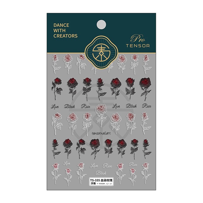 5D Rose Nail Stickers, Black And White Rose Nail Decals (59)