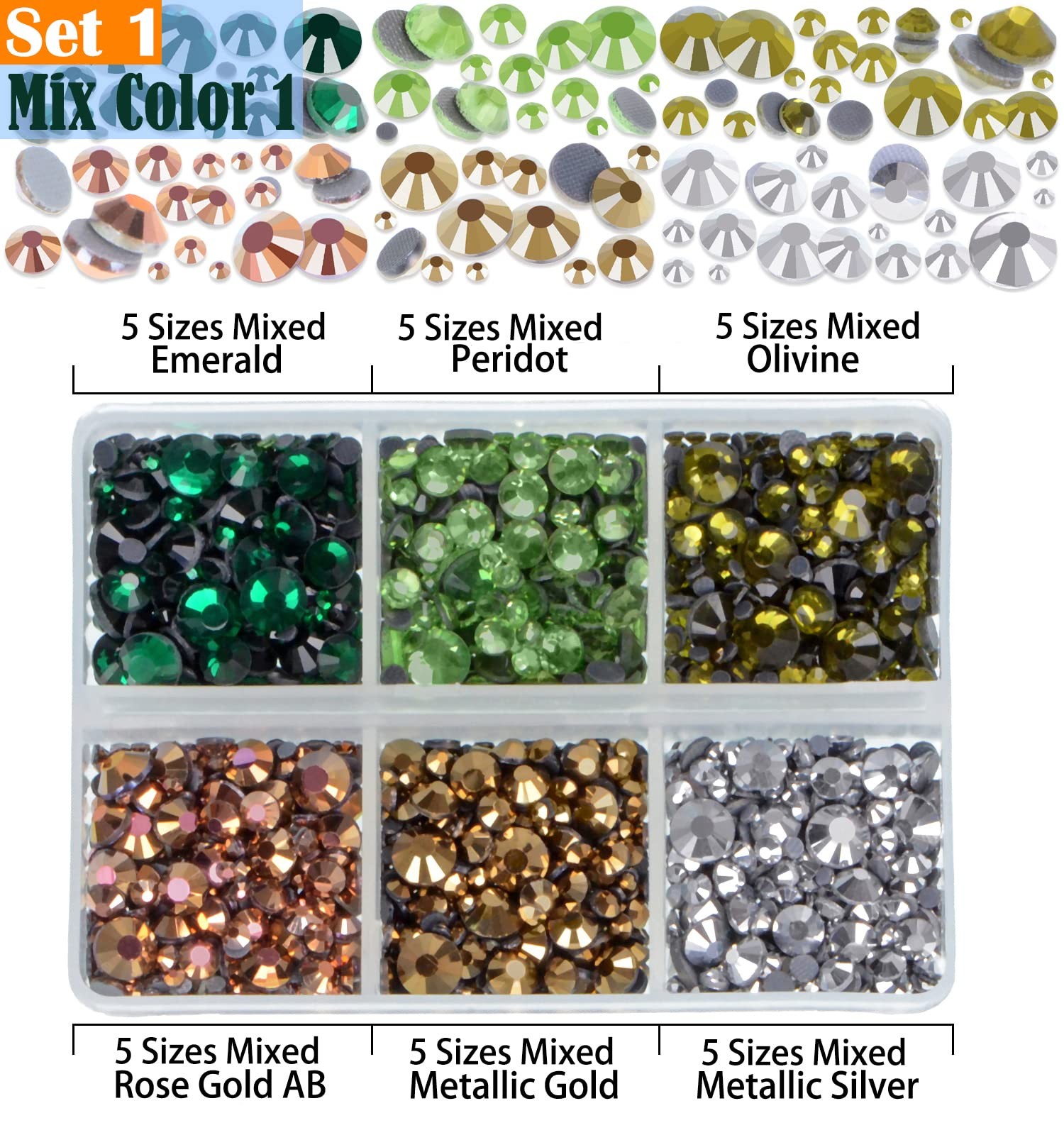 10000pcs Hotfix Rhinestones Flatback Glass Crystal 24 Mixed Color Rhinestone …