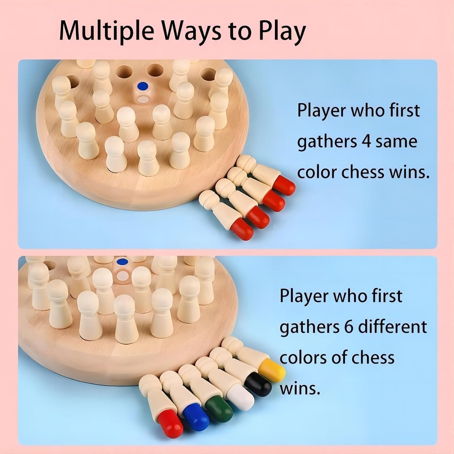Wooden Memory Chess Board Game: Color 6.5 x x 1.77 inches, Multi-color